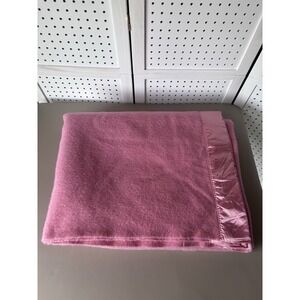 VTG Harmony House Washable Wool Satin Trim Pink‎ Blanket 88.5" x 70"